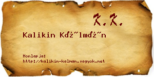 Kalikin Kálmán névjegykártya